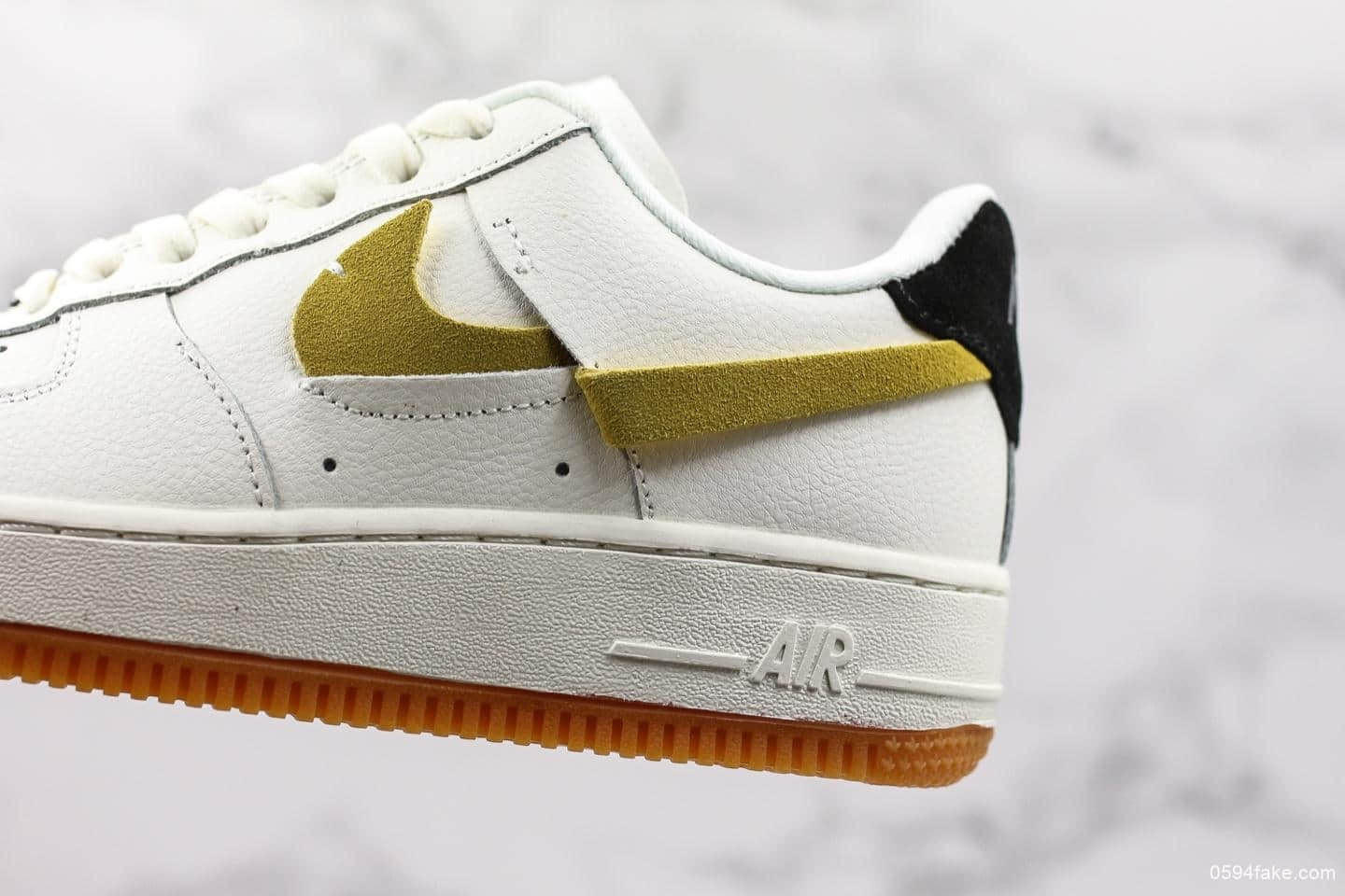 耐克Nike Air Force 1 Inside Out三方联名款公司级版本空军一号断勾黑黄低帮运动休闲板鞋 货号：BV0740-101