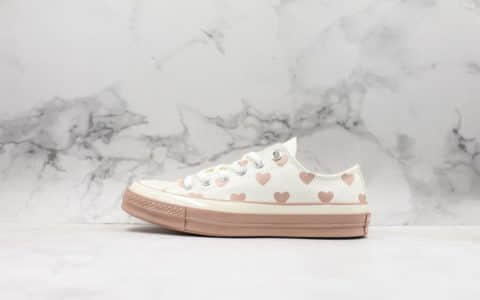 匡威Converse Chuck 70 Low Top Love Graphic真标硫化蓝底1970低帮皮革硫化百搭运动板鞋七夕情人节限定系列米白粉配色
