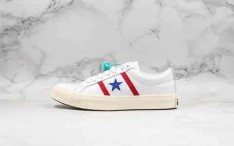 匡威Converse One Star Suede OX“Grey White”一星系列低帮板鞋皮白蓝红公司级正确PU硅蓝中底原厂硫化工艺 货号：163758C