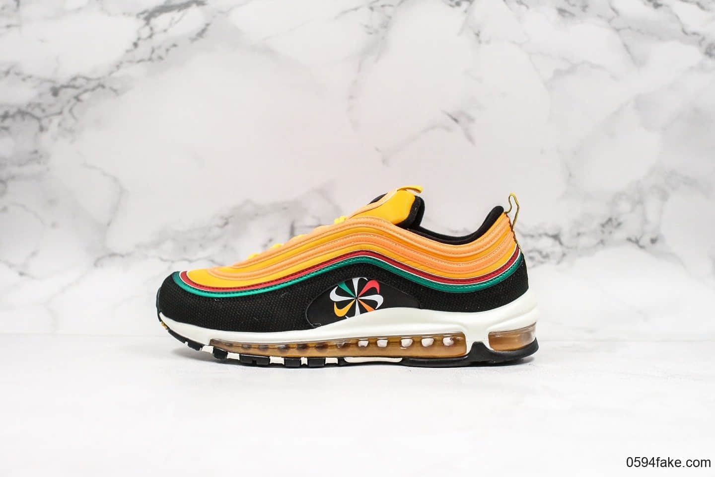 耐克Nike Air Max 97全新配色黑橙色大风车纯原版本市场首家原模原气垫卡色匹配原版 货号：CK9399-001