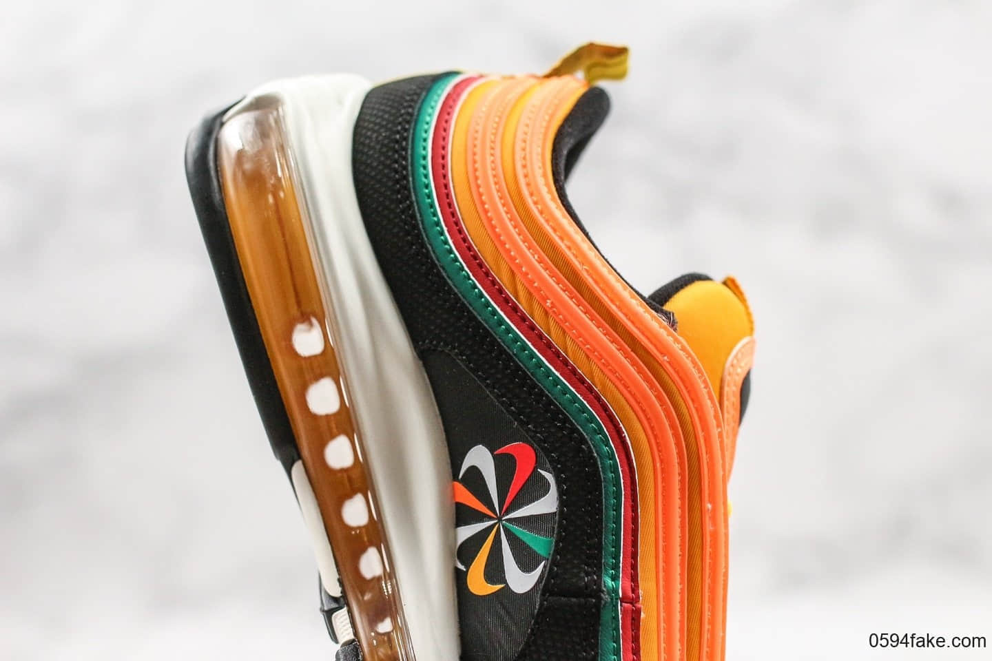 耐克Nike Air Max 97全新配色黑橙色大风车纯原版本市场首家原模原气垫卡色匹配原版 货号：CK9399-001