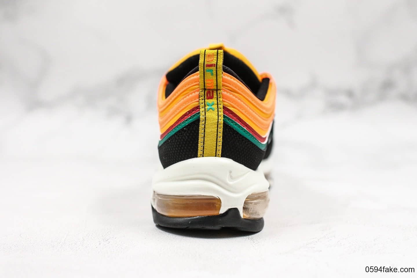 耐克Nike Air Max 97全新配色黑橙色大风车纯原版本市场首家原模原气垫卡色匹配原版 货号：CK9399-001