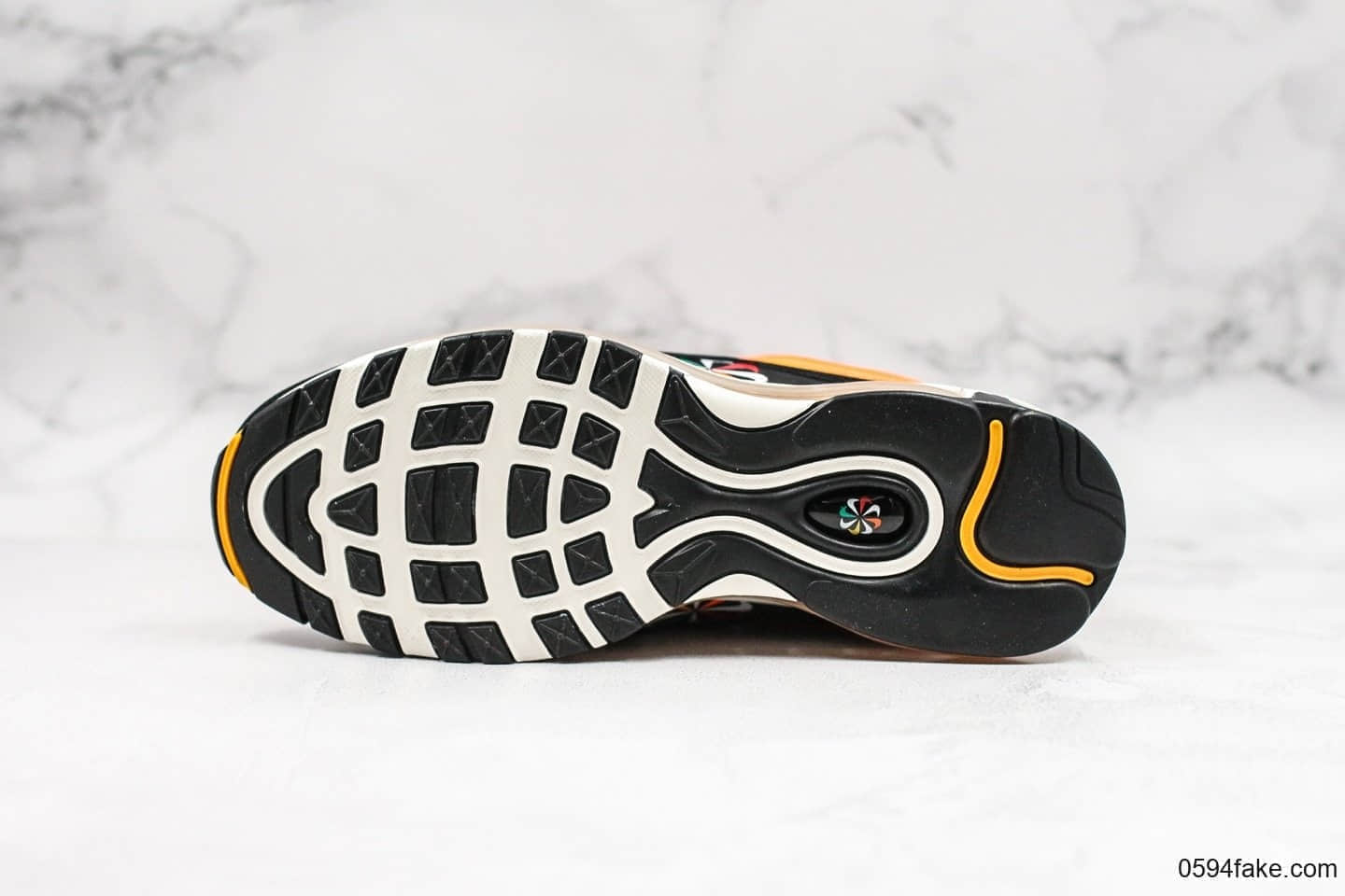 耐克Nike Air Max 97全新配色黑橙色大风车纯原版本市场首家原模原气垫卡色匹配原版 货号：CK9399-001