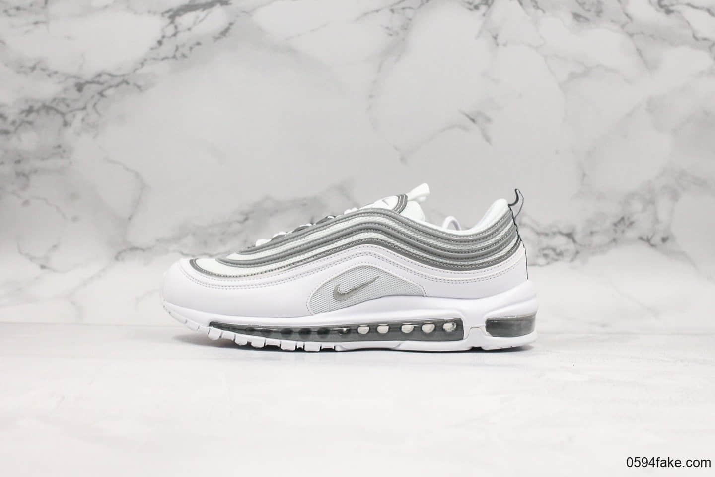 耐克Nike Air Max 97 Reflect Silver纯原版本3M反光银灰子弹气垫鞋原底原面小潘气垫正确版型 货号：921826-105