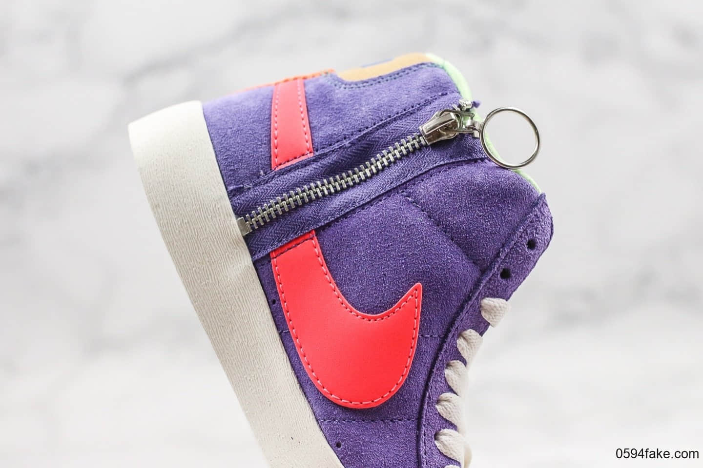 耐克Nike Blazer Mid公司级版本开拓者马卡龙配色拉链款2019新款女子解构拼色休闲高帮板鞋 货号：CQ7786-561