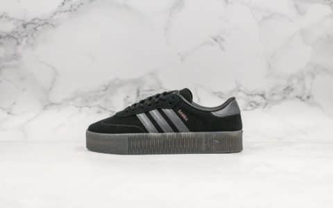阿迪达斯Adidas Originals Samba Rose W公司级版本桑巴系列经典松糕鞋黑银配色增高板鞋平台专供进口头层皮版本 货号：G54523