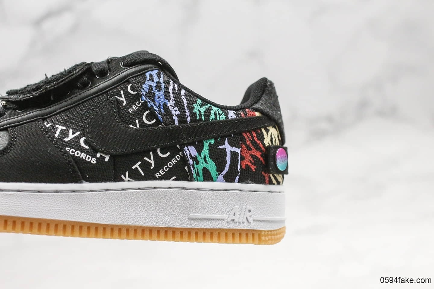 耐克Nike Air Force 1 TS x Travis Scott纯原版本联名款低帮空军一号黑色涂鸦内置气垫原厂开发大底 货号：CN2405-001