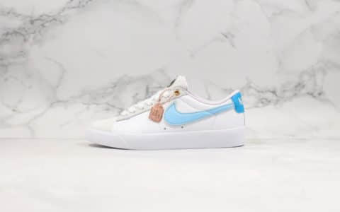 耐克Stranger Things x Nike Blazer Mid “Hawkins High”公司级版本怪奇物语联名开拓者板鞋蓝白粉紫配色进口客供皮料 货号：CJ7049-616