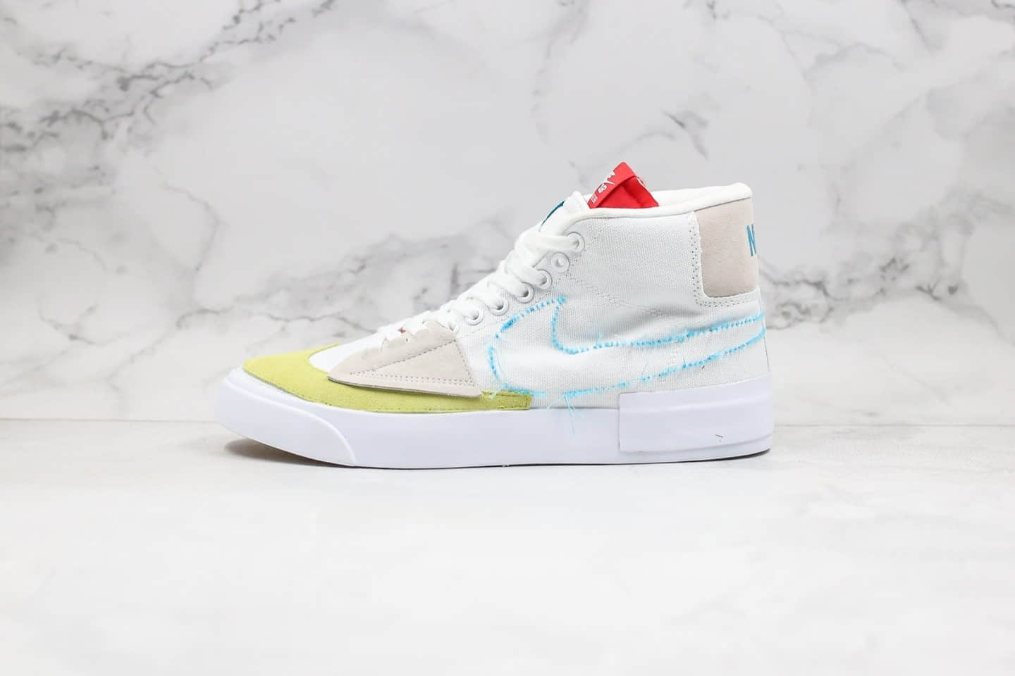 耐克Nike SB Blazer Mid纯原版本高帮开拓者拆线白蓝绿色内置Zoom气垫正确紫色盒子版本 货号：CI3833-101
