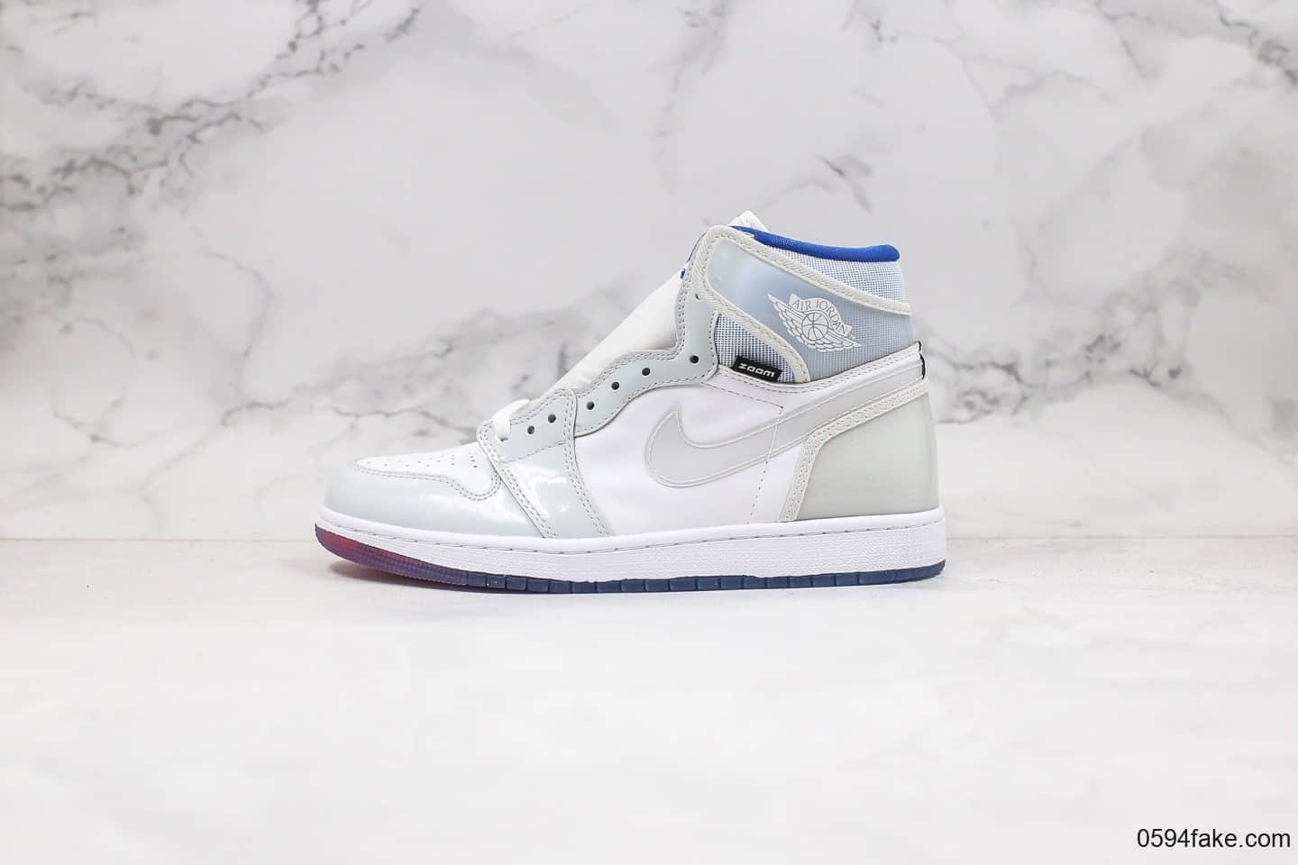 乔丹Air Jordan 1 Zoom R2T Racer Blue纯原版本高帮AJ1小迪奥灰白渐变色原档案数据开发原盒原标正确小蛮腰后跟 货号：CK6637-104