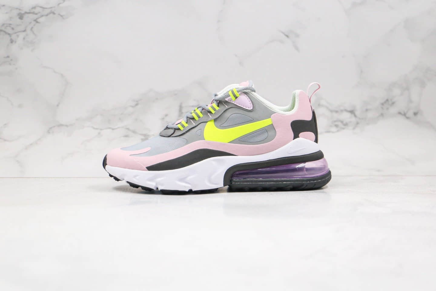 耐克Nike Air Max 270 React纯原版本气垫鞋粉灰绿色内置真小潘气垫原盒原标 货号：BQ0103-010