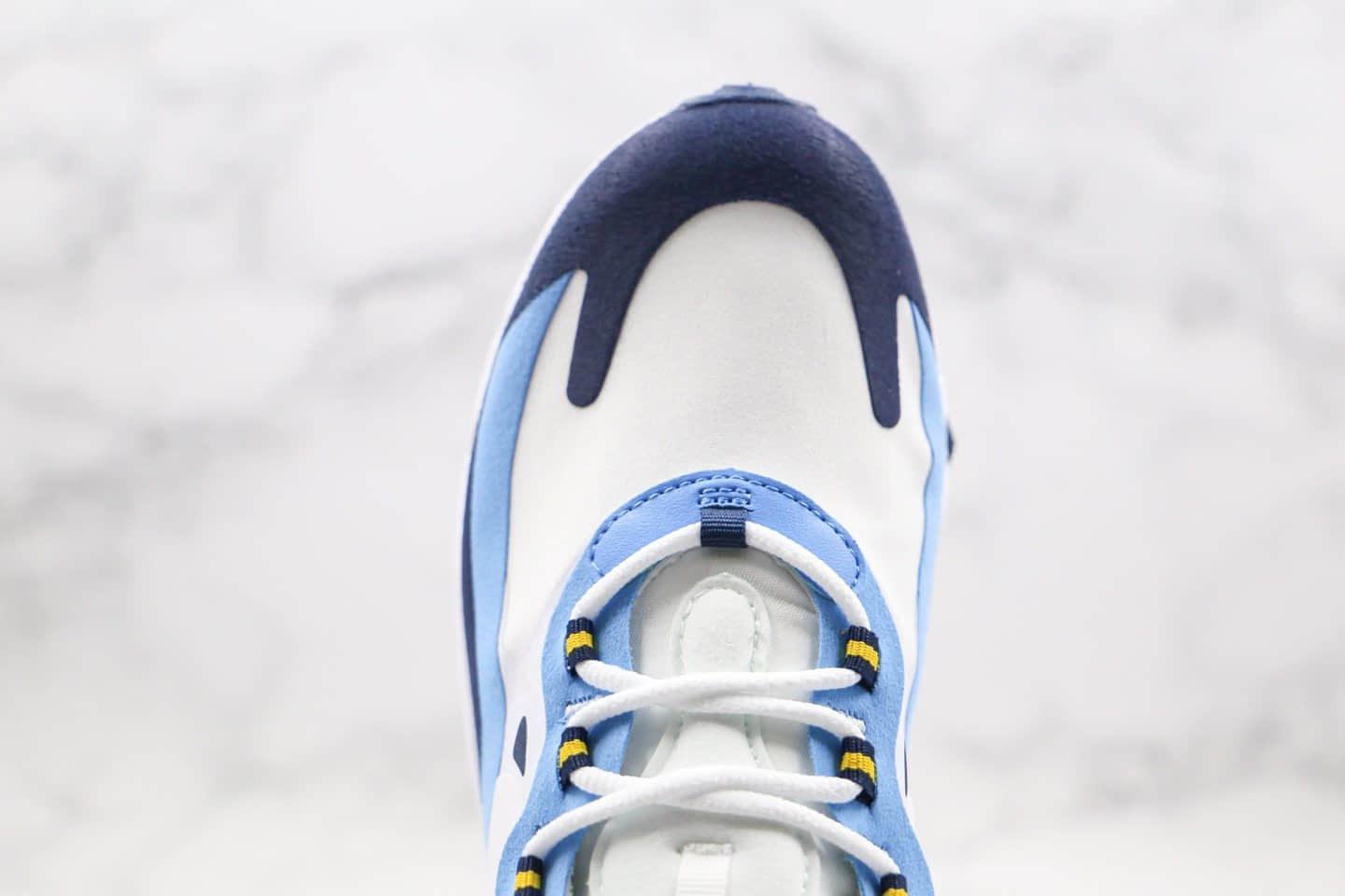 耐克NIKE AIR MAX 270 React纯原版本气垫鞋Max270黑蓝色内置真小潘气垫正确电绣LOGO工艺 货号：CT1264-104