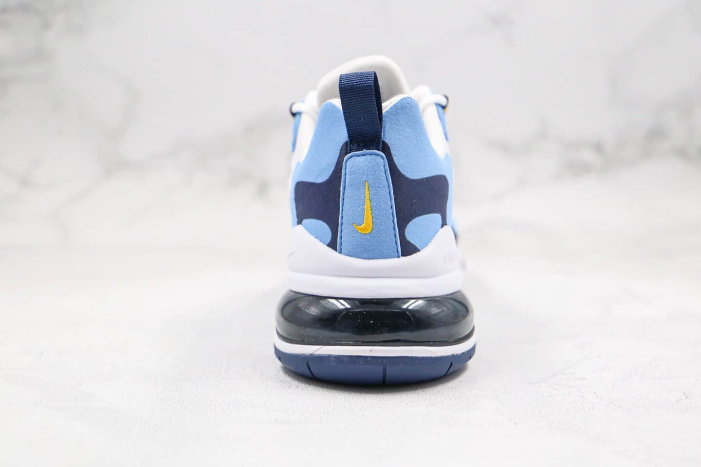 耐克NIKE AIR MAX 270 React纯原版本气垫鞋Max270黑蓝色内置真小潘气垫正确电绣LOGO工艺 货号：CT1264-104