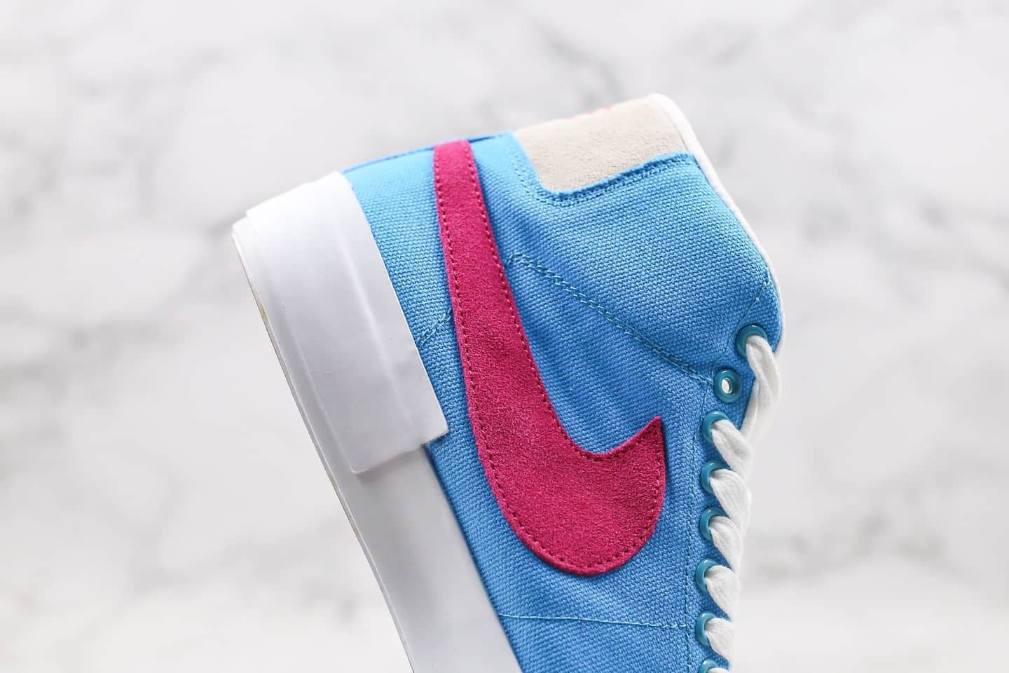 耐克Nike SB Blazer Mid Edge纯原版本高帮开拓者蓝粉拆线原盒原标区别市面通货版本 货号：CI3833-400