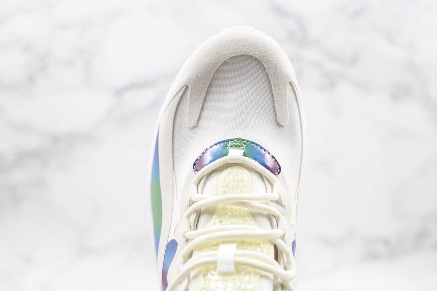 耐克Nike Max 270 React纯原版本气垫鞋Max270渐变白蓝色内置真实小潘气垫原档案数据开发 货号：CT5064-100