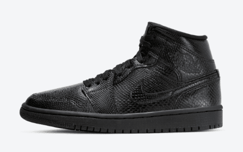 狂野蛇纹鞋身！AJ1 Mid“黑蛇”现已发售！ 货号：BQ6472-010