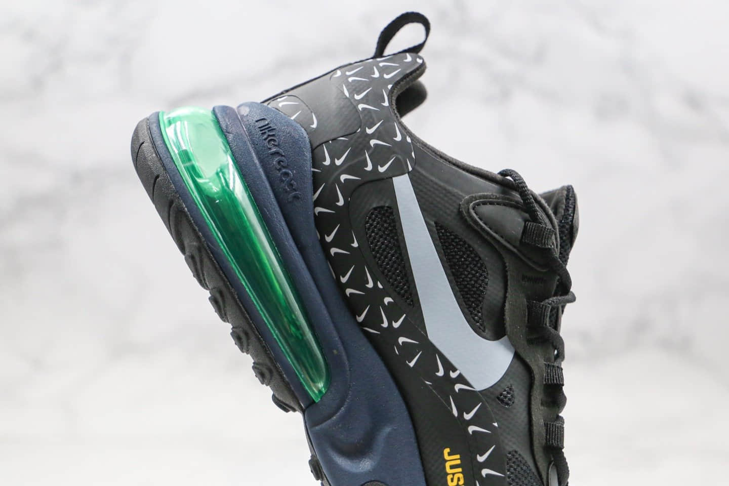耐克Nike React Air Max 270 Just Do It纯原版本气垫鞋高桥盾网纱系列Max270黑绿内置真小潘气垫原楦头纸板打造 货号：CT2538-001