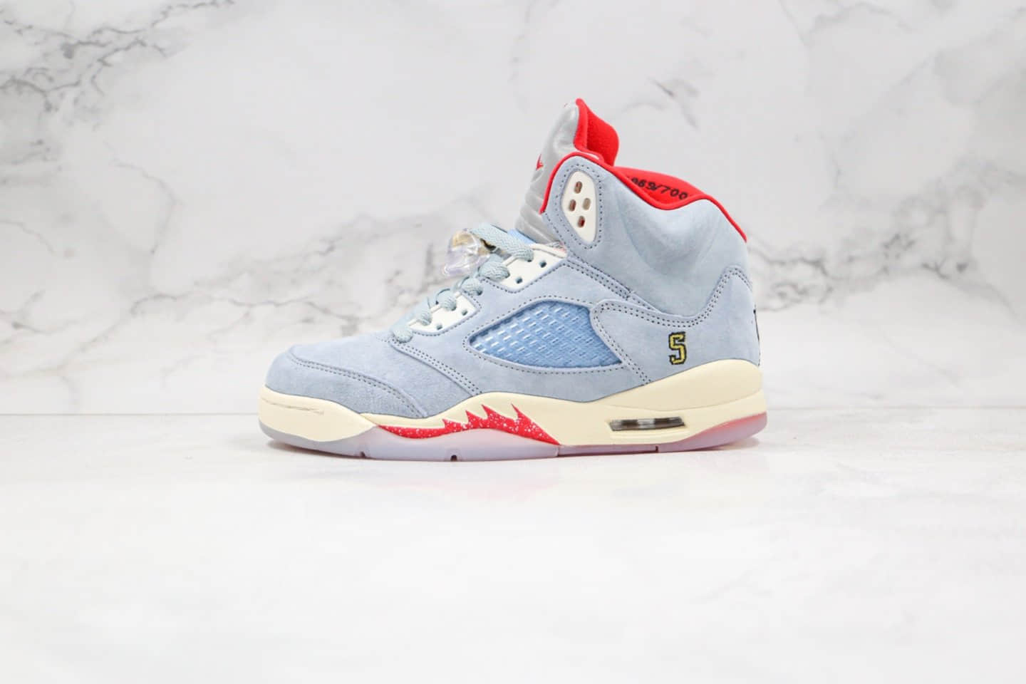 乔丹Trophy Room x Air Jordan 5 Ice Blue纯原版本亲友家族联名款AJ5冰蓝乔丹之子内置气垫原盒原标 货号：CI1899-400