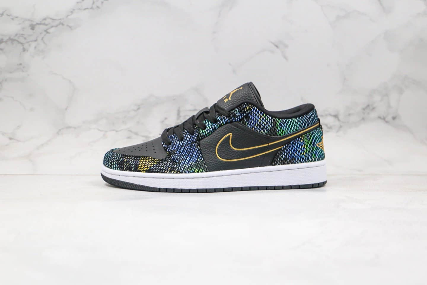 乔丹Air Jordan 1 Low BHM「Muiti-Colored Snakeskin」纯原版本低帮AJ1黑人月配色蛇鳞多彩蛇纹皮革原盒原标 货号：CW5580-001