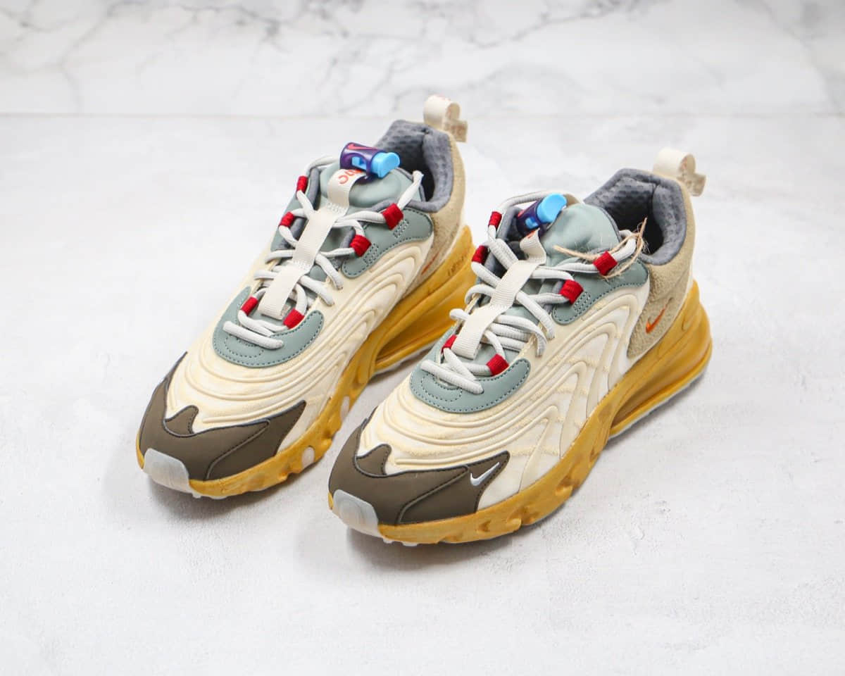 耐克Travis Scott x Nk Air Max 270 React Cactus Jack联名款Max270三代米黄色内置真实小潘气垫正确鞋型细节 货号：CT2864-200