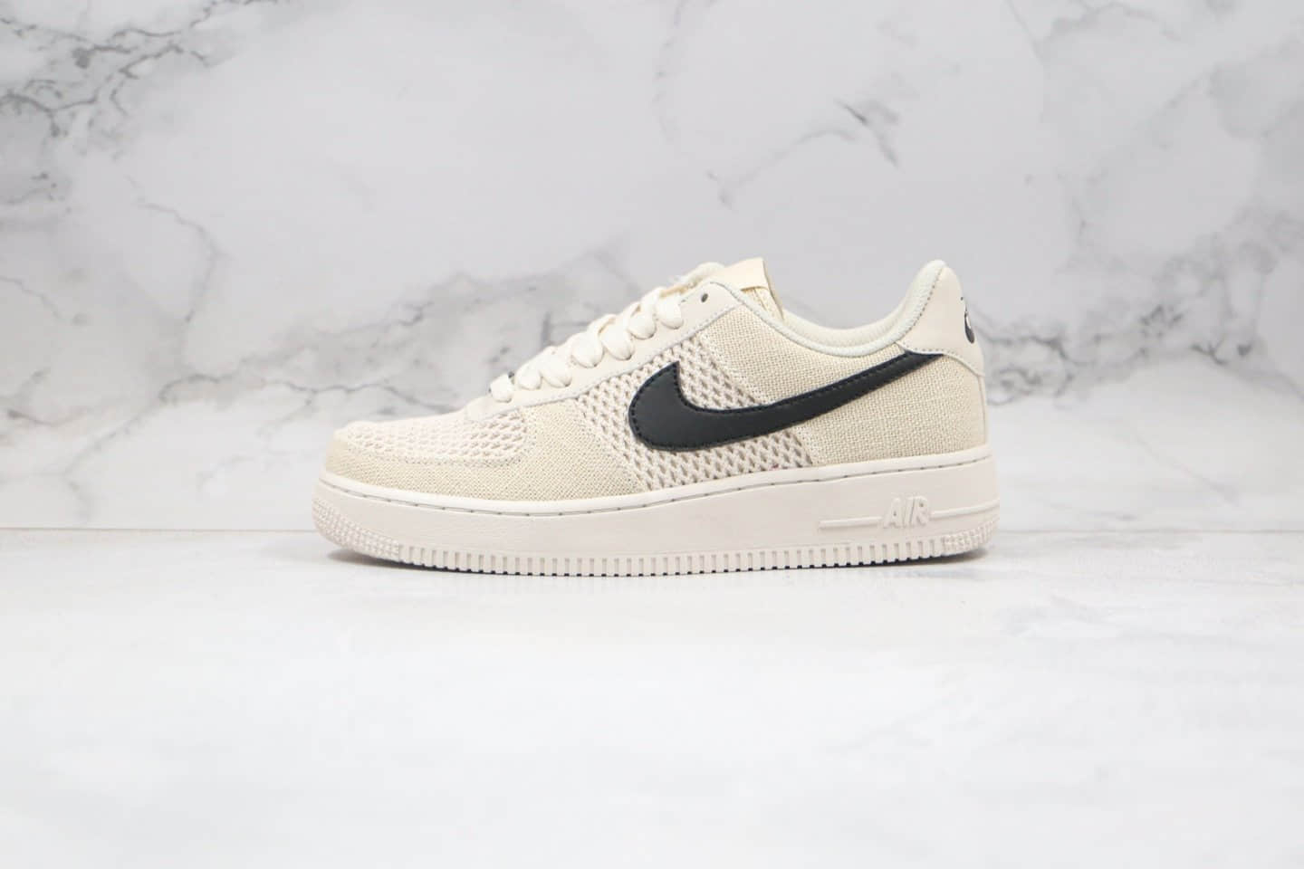 耐克Nike Air Force 1’07 Low Fossil color x Stussy纯原版本斯图西联名款低帮麻布米白色空军一号板鞋原档案数据开发 货号：920788-300