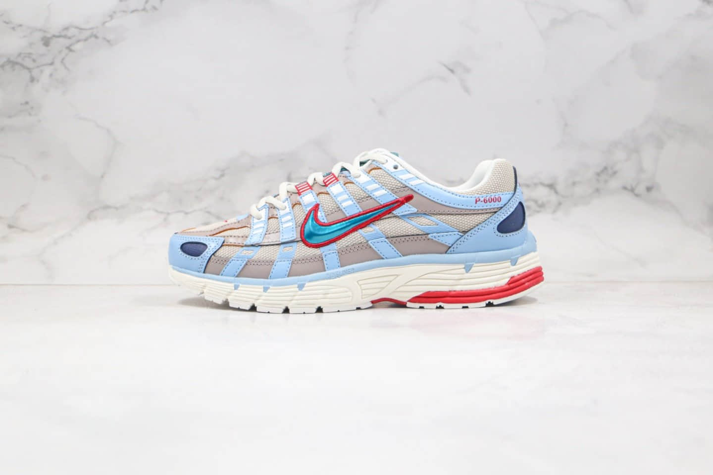 耐克Nike P-6000纯原版本复古老爹鞋蓝红色原盒原标原档案数据开发 货号：CK2961-131