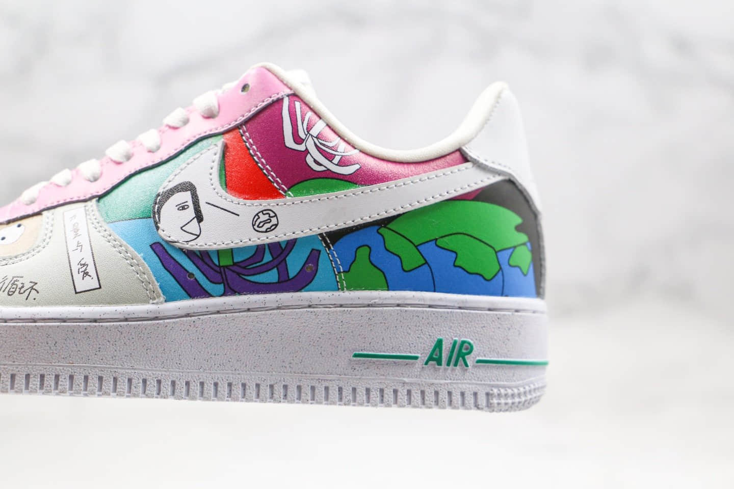耐克Ruohan Wang x Nike Air Force 1 Low（2020）纯原版本插画师联名款自然循环彩绘涂鸦配色低帮空军一号内置气垫原盒原标 货号：CZ3990-900