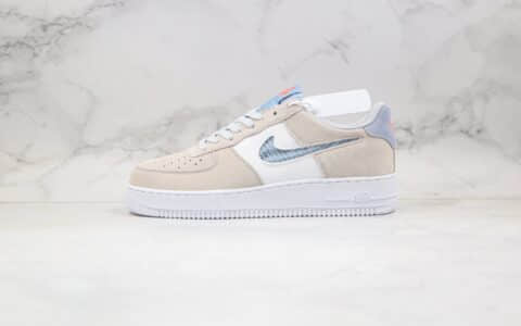 耐克Nike Air Force 1 07 LV8 Indigo Fog纯原版本低帮空军一号编织格子勾米白蓝色靛蓝色雾内置气垫 货号：CK4383-001