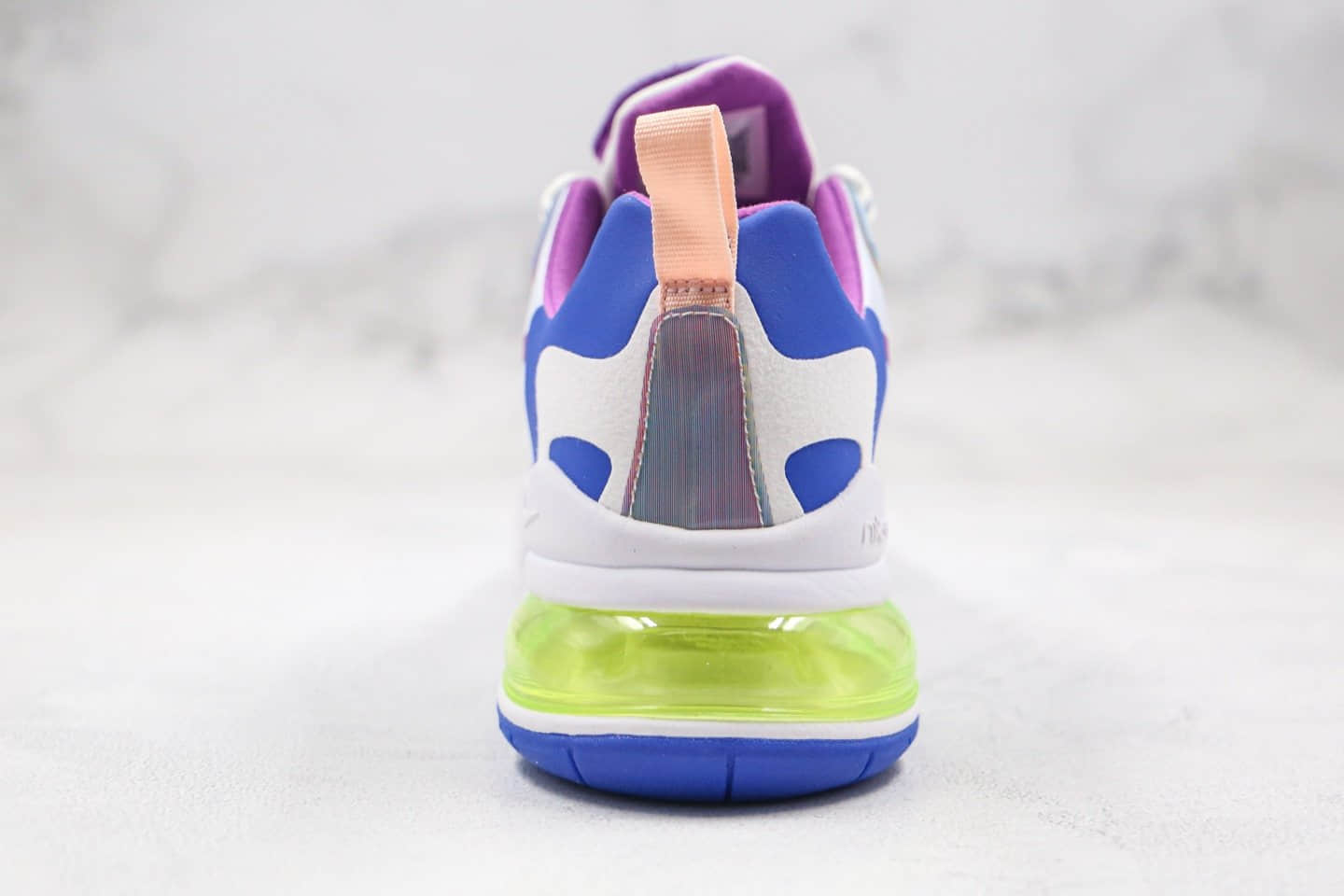 耐克Nike React Air Max 270纯原版本半掌气垫Max270蓝紫色内置真小潘气垫原盒原标 货号：CW0630-100
