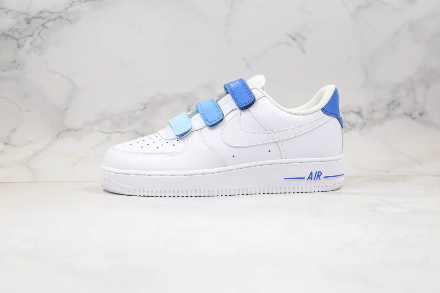 耐克Nike Air Force 1纯原版本低帮空军一号天空蓝魔术贴板鞋内置全掌Sole气垫 货号：898866-008