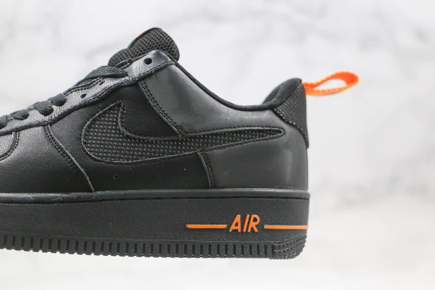 耐克Nike Air Force 1 Low Cut-Out纯原版本低帮空军一号镂空编织勾黑橙色板鞋内置气垫 货号：DC1429-002