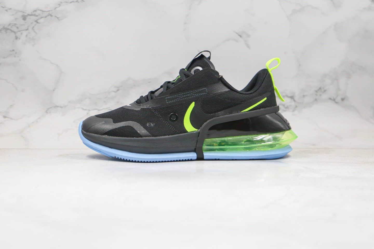 耐克Nike Air Technology公司级版本半掌气垫太空跑鞋黑绿蓝色正确可视气垫 货号：CK7173-102