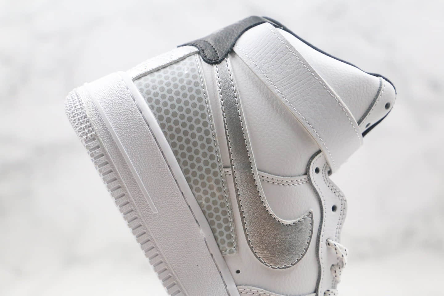 耐克NIKE AIR FORCE1HIGH PACK纯原版本高帮空军一号白银黑色板鞋内置全掌Sole气垫 货号：CT2306-101