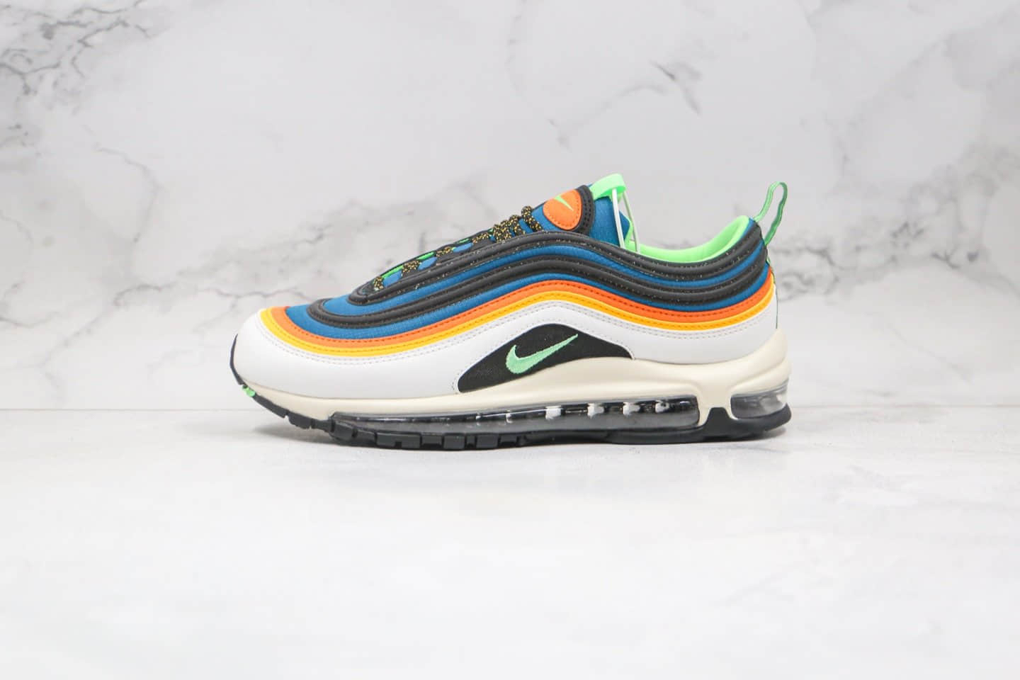 耐克Nike Air Max 97纯原版本子弹头Max97气垫鞋白橙蓝色原盒原标原档案数据开发 货号：CZ7868-300