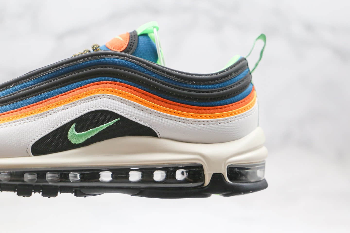 耐克Nike Air Max 97纯原版本子弹头Max97气垫鞋白橙蓝色原盒原标原档案数据开发 货号：CZ7868-300