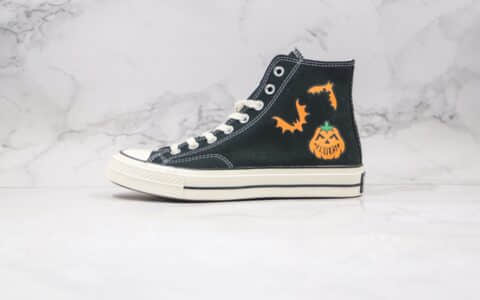 匡威CONVERSE Chuck Taylor 1970s公司级版本高帮万圣节2.0南瓜黑色硫化帆布鞋原档案数据开发 货号：162050C