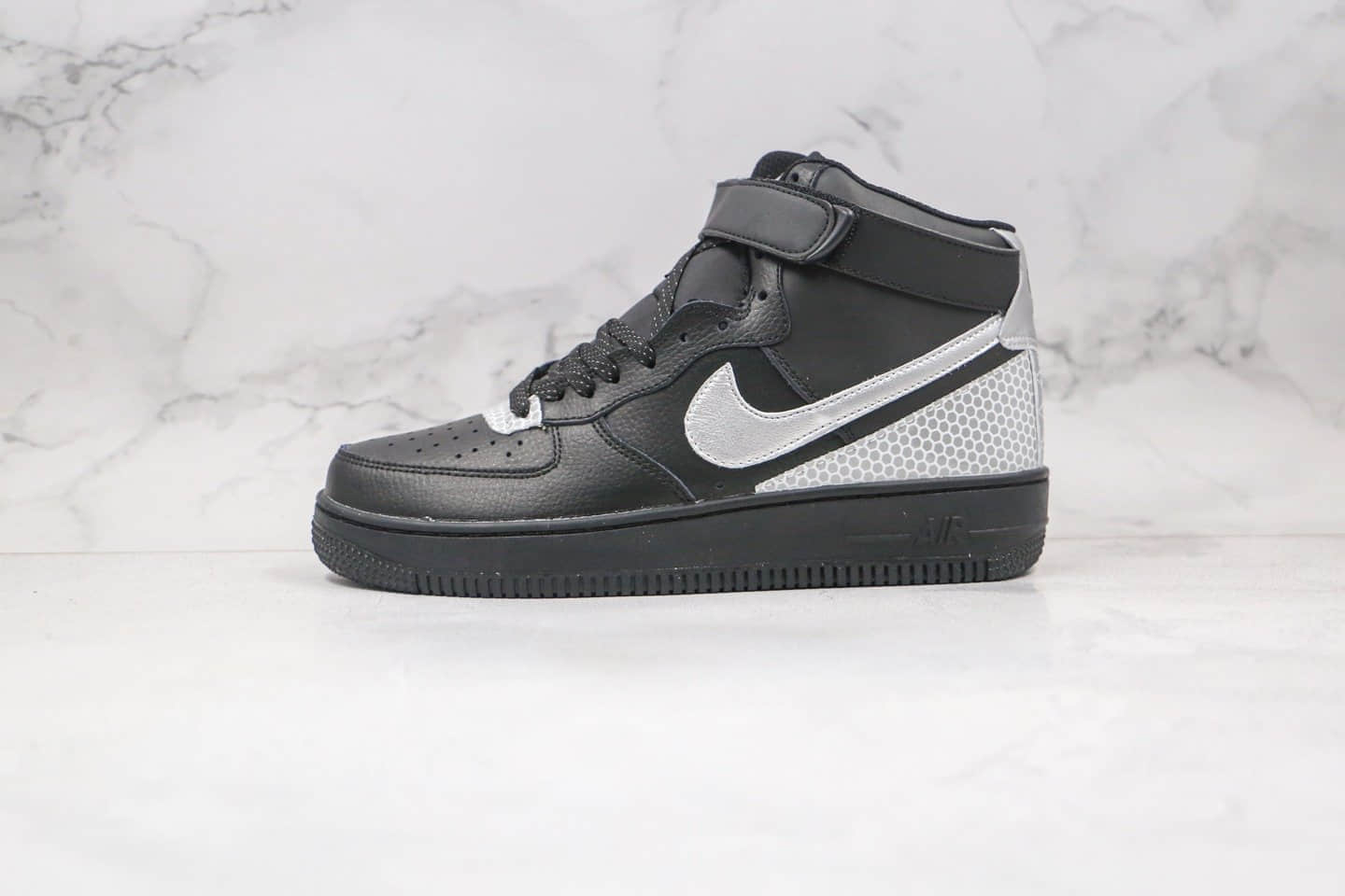 耐克Nike Air Force 1 High纯原版本高帮空军一号3M黑银色原楦头原纸板开发 货号：CU4159-001