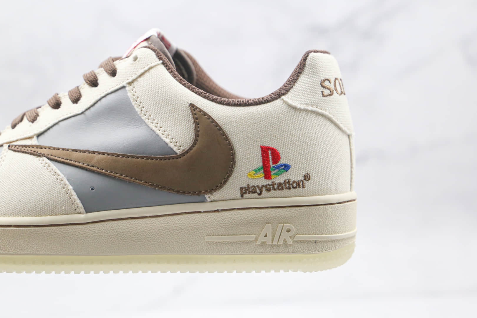 耐克Nike Air Force 1 x Travis Scott x Playstation纯原版本三方联名款低帮空军一号倒钩板鞋内置全掌Sole气垫 货号：BQ5826-208
