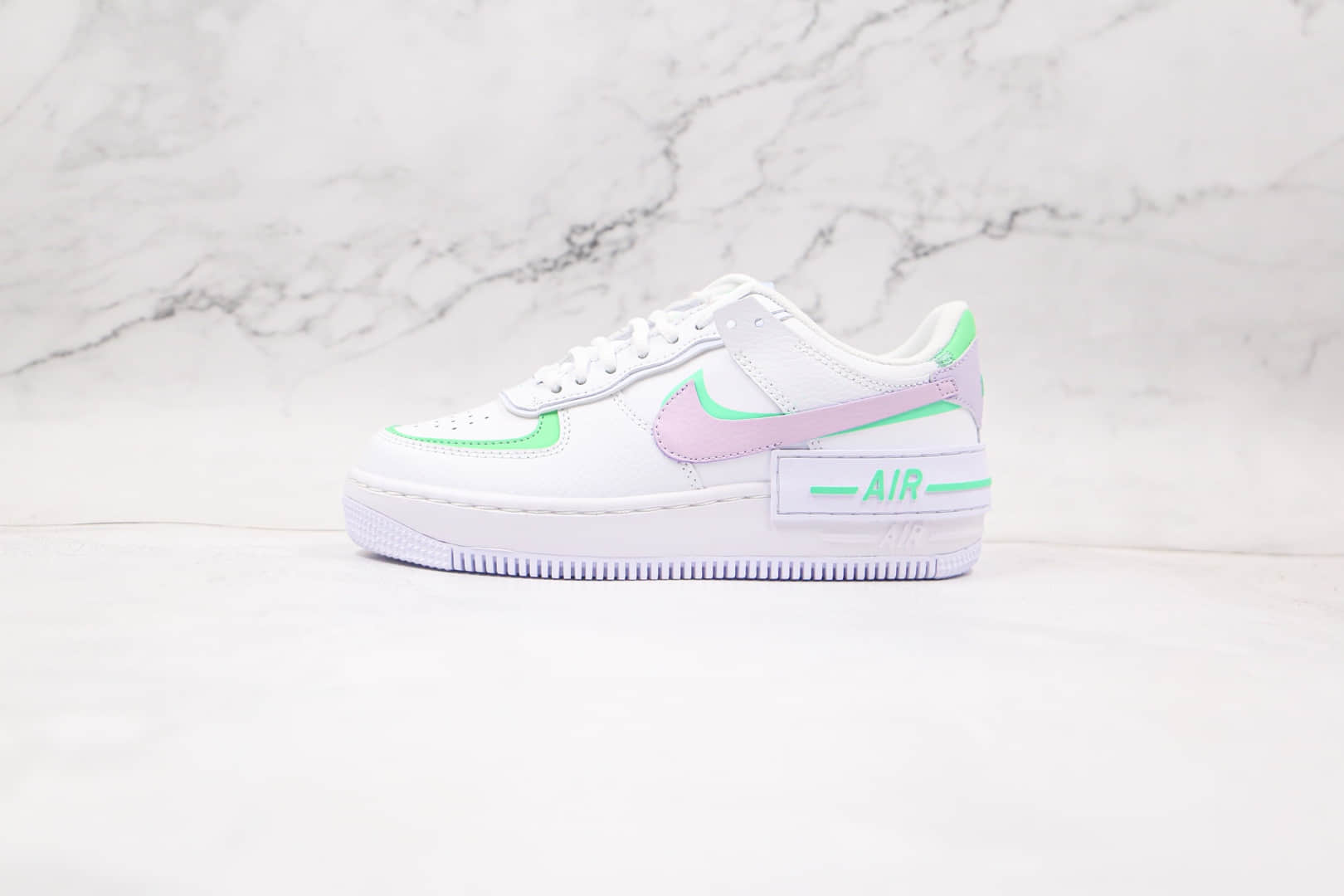 耐克Nike WMNS Air Force 1 Shadow纯原版本低帮空军一号马卡龙双勾白紫粉绿板鞋原盒原标 货号：CU8591-103