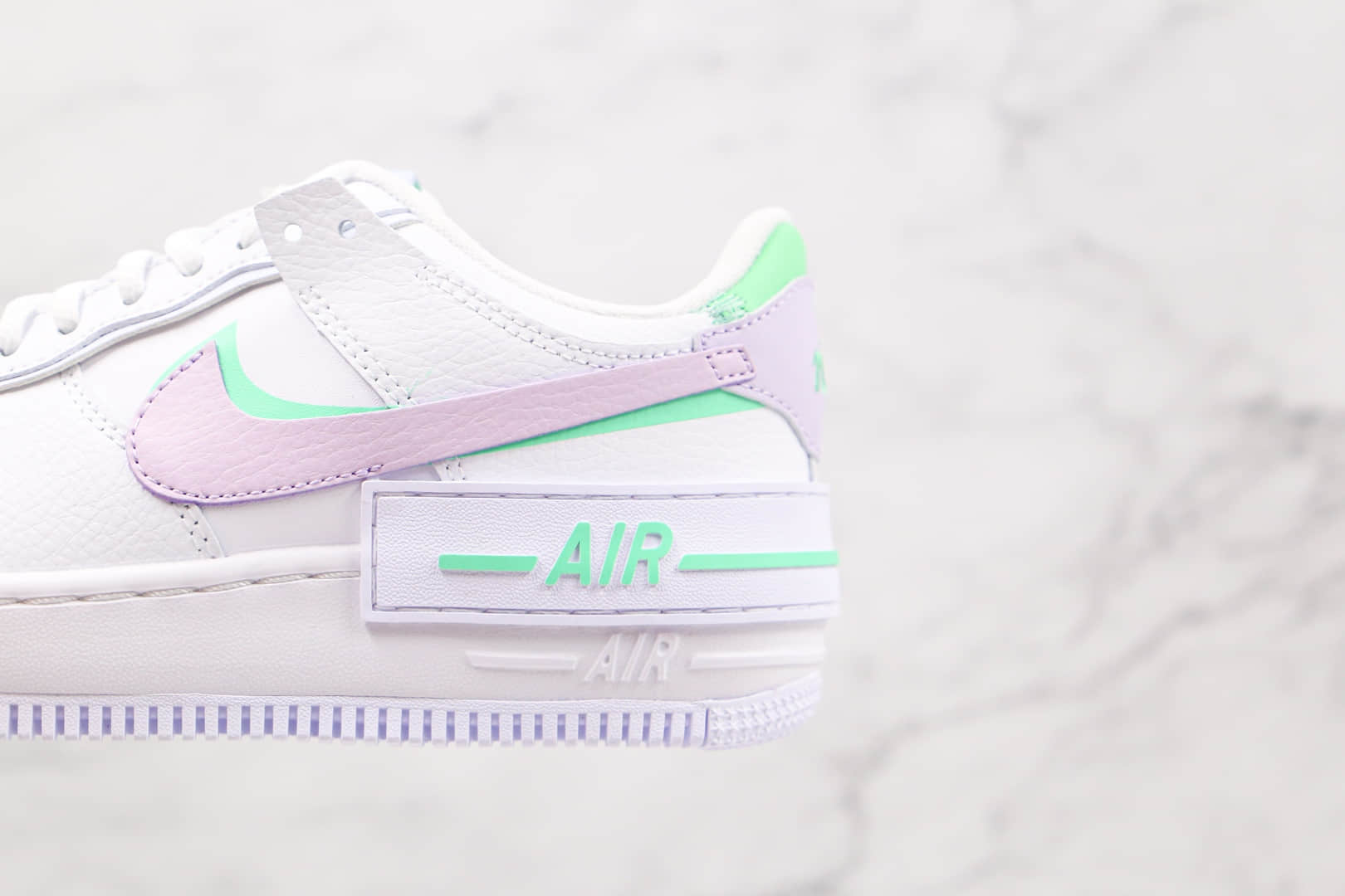 耐克Nike WMNS Air Force 1 Shadow纯原版本低帮空军一号马卡龙双勾白紫粉绿板鞋原盒原标 货号：CU8591-103