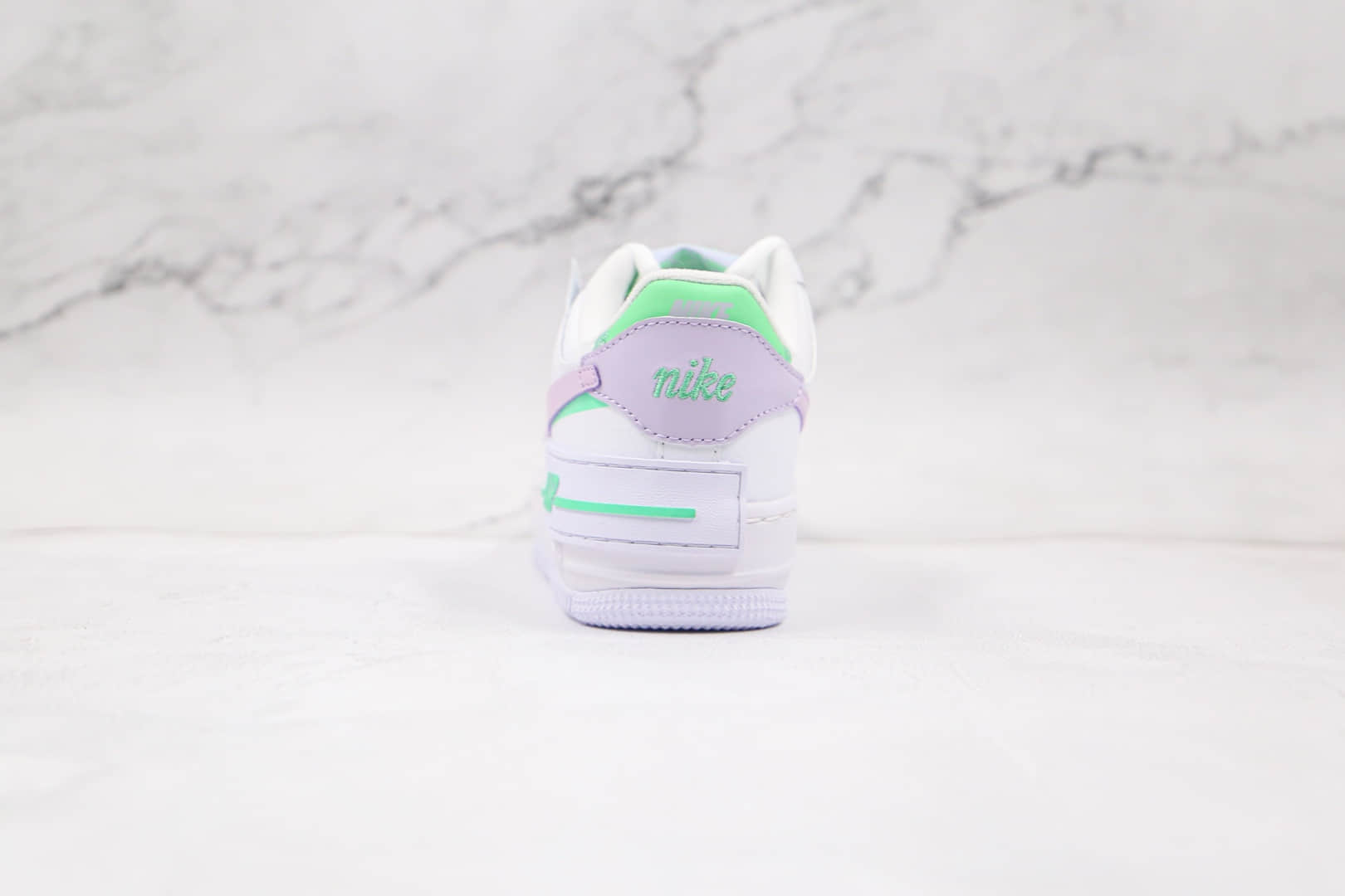 耐克Nike WMNS Air Force 1 Shadow纯原版本低帮空军一号马卡龙双勾白紫粉绿板鞋原盒原标 货号：CU8591-103