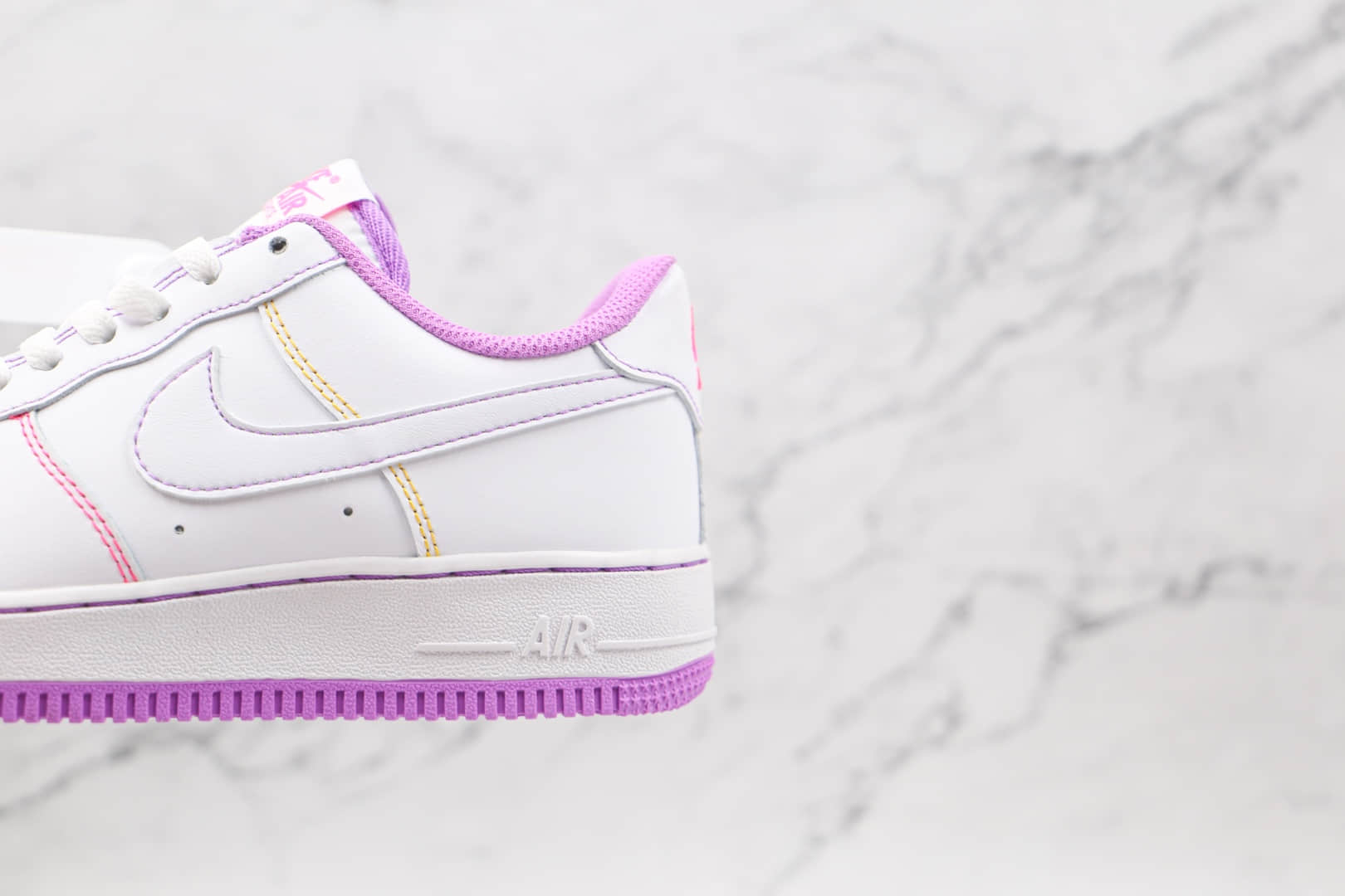 耐克Nike Air Force 1纯原版本空军一号低帮板鞋AF1白紫缝线内置solo气垫 货号：CW1757-100