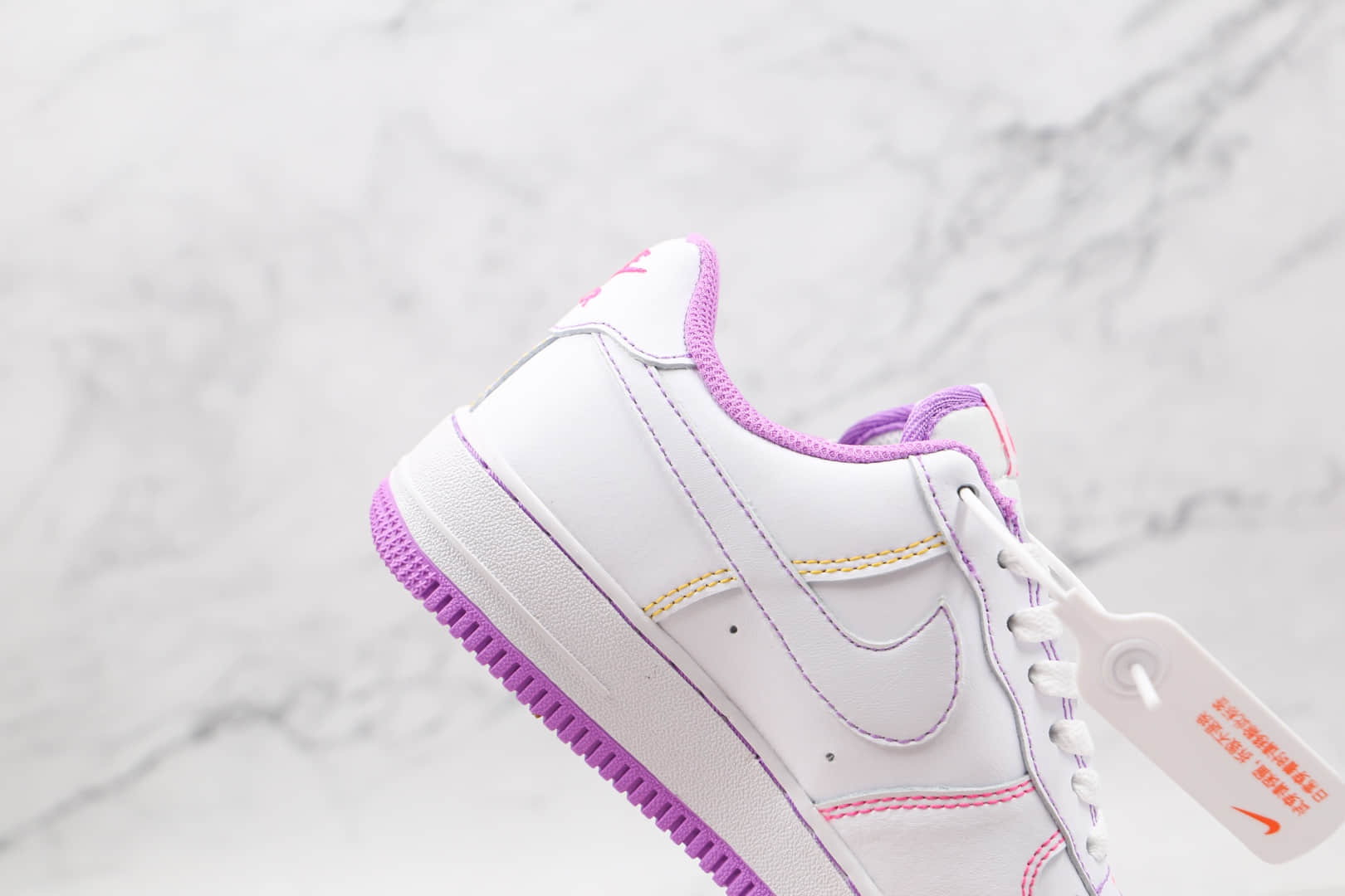 耐克Nike Air Force 1纯原版本空军一号低帮板鞋AF1白紫缝线内置solo气垫 货号：CW1757-100