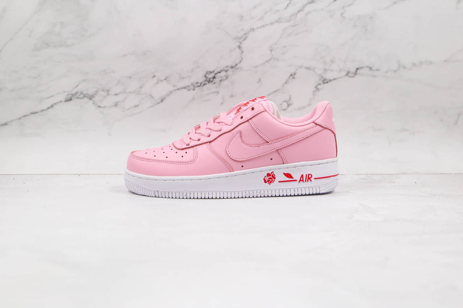 耐克Nike Air Force 1´07 Pink Red Rose纯原版本低帮空军一号粉玫瑰皮面板鞋原档案数据开发 货号：CU6312-600