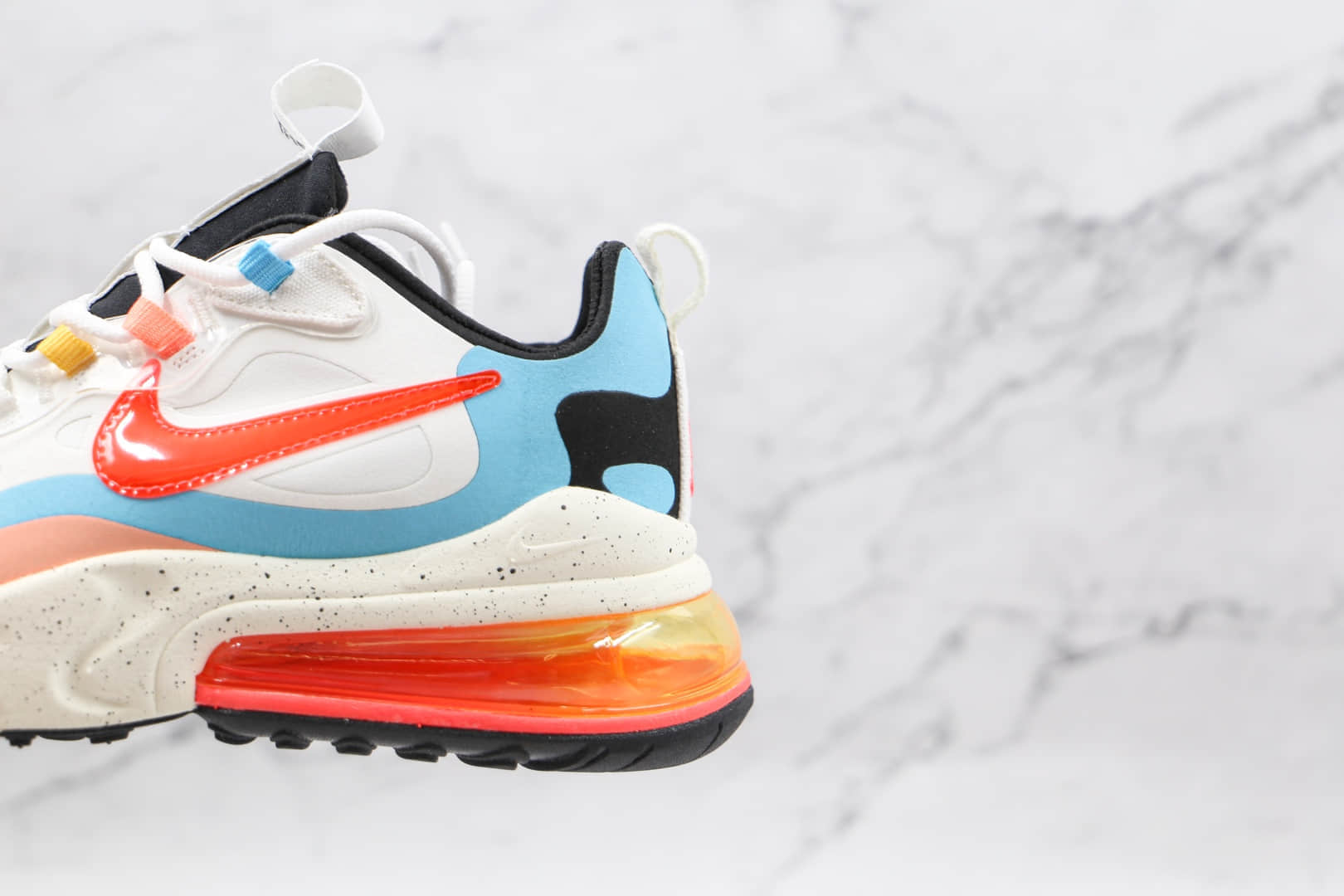 耐克Nike Air Max 270 React纯原版本白蓝红黑色Max270彩虹拼色气垫鞋原厂真小潘气垫 货号：DD8498-161