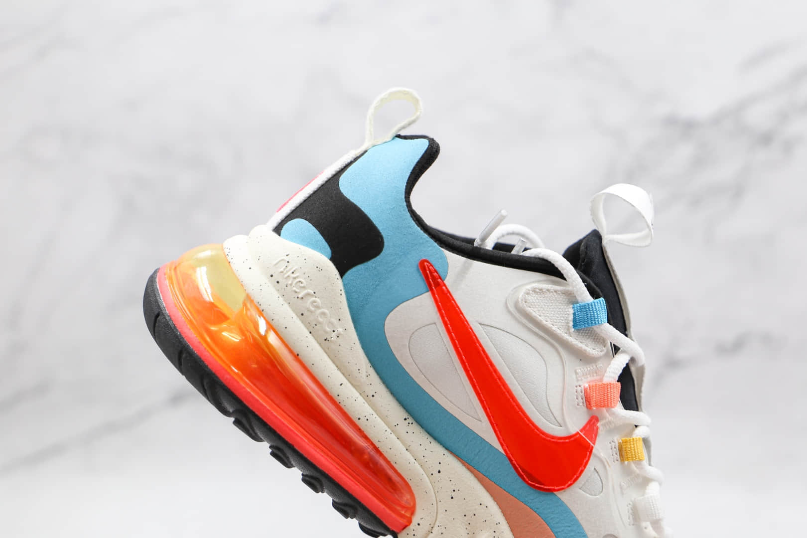 耐克Nike Air Max 270 React纯原版本白蓝红黑色Max270彩虹拼色气垫鞋原厂真小潘气垫 货号：DD8498-161