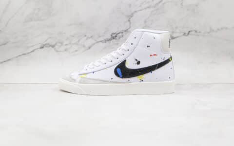 耐克NIKE Blazer MID 77 VNTG纯原版本高帮开拓者白黑色泼墨板鞋原盒原标 货号：DC7331-100