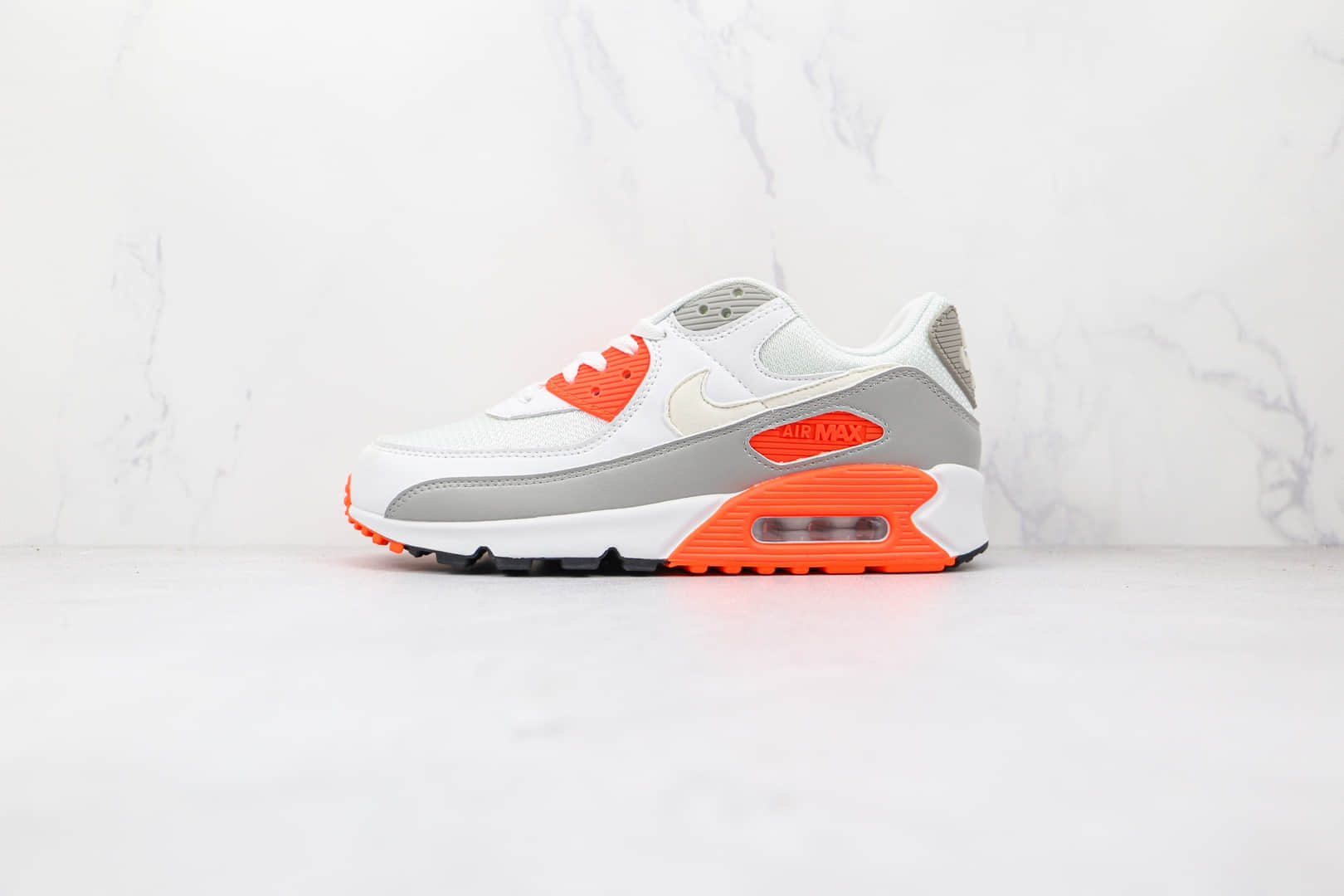 耐克Nike Air Max 90纯原版本白灰红色半掌气垫Max90气垫鞋原档案数据开发 货号：CT4352-103
