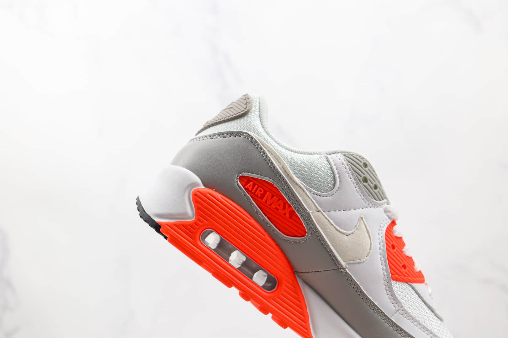 耐克Nike Air Max 90纯原版本白灰红色半掌气垫Max90气垫鞋原档案数据开发 货号：CT4352-103