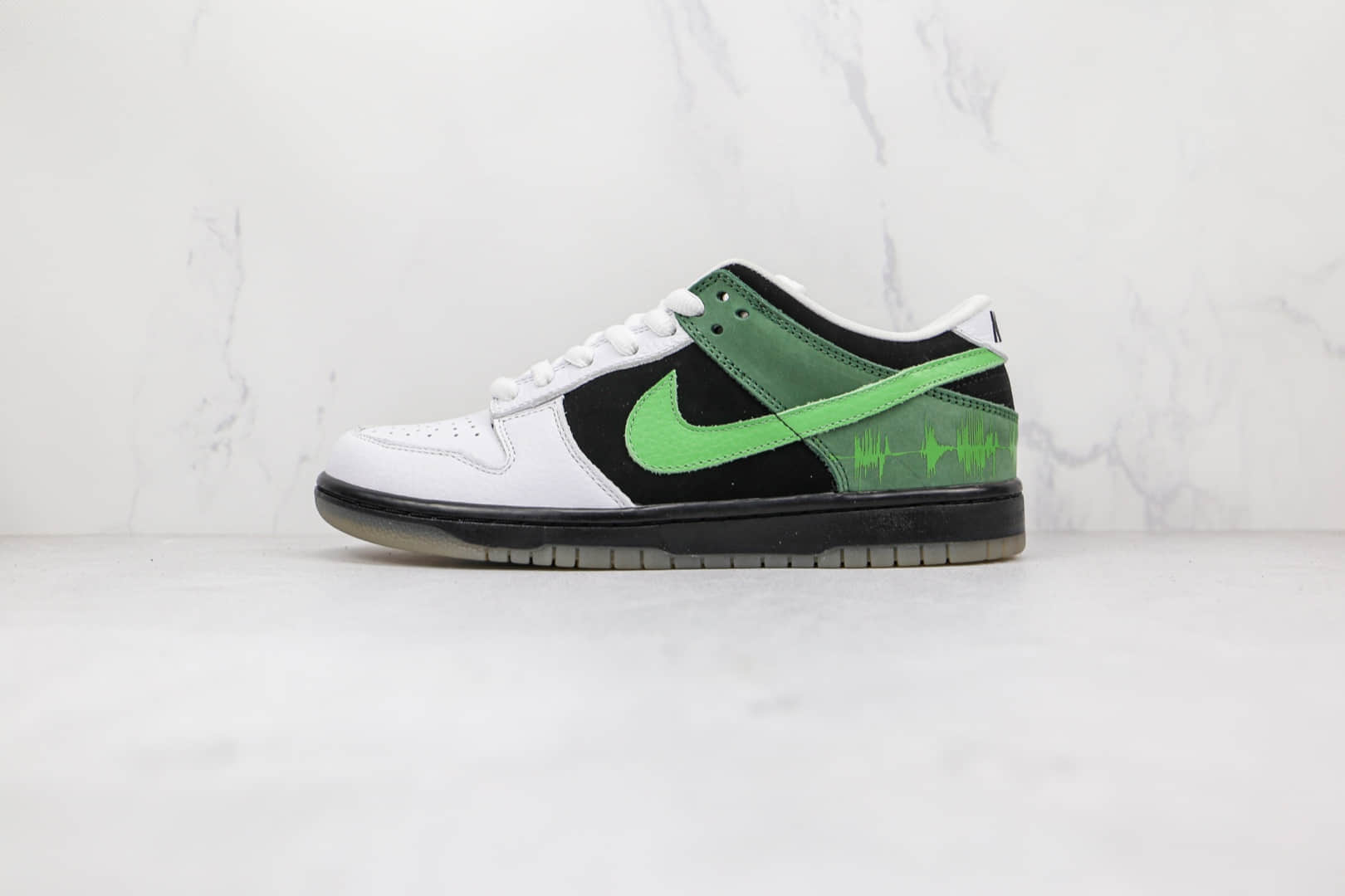 耐克Nike Dunk Low纯原版本低帮Dunk心电图白黑绿色原装头层打造 货号：313170-031